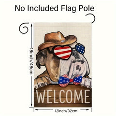 4th of July Patriotic Bulldog Garden Flag Red Stars Independence 30x45cm
