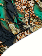 Leopard Print Off Shoulder Blouse
