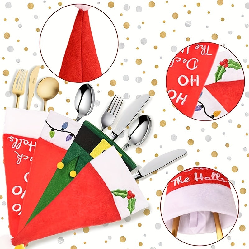 Christmas Santa Hat Silvery Storage Set Christmas Table Decorations