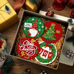 8pcs Christmas Series Diamond Painting Coaster Kit