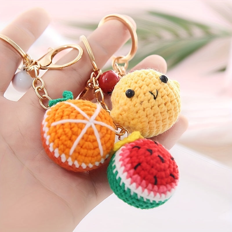 Macrame Boho Knit Keychain Watermelon Doughnuts Car Key Chain