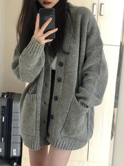 Button Up Pocket Cardigan Long Sleeve for Fall & Winter Women's Clothing