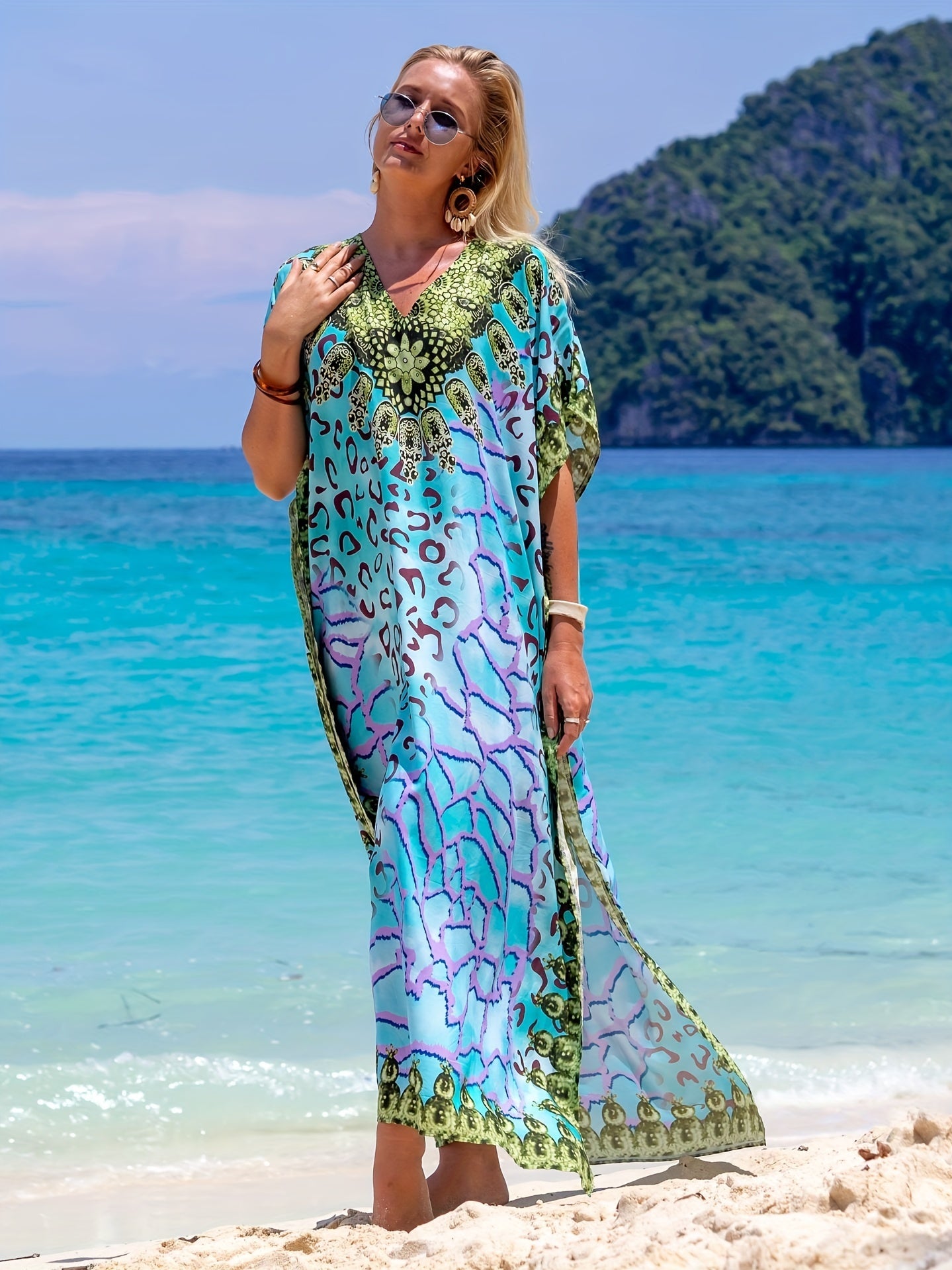Boho Cover Up Women's Leopard Print Beach Cover Up Dress