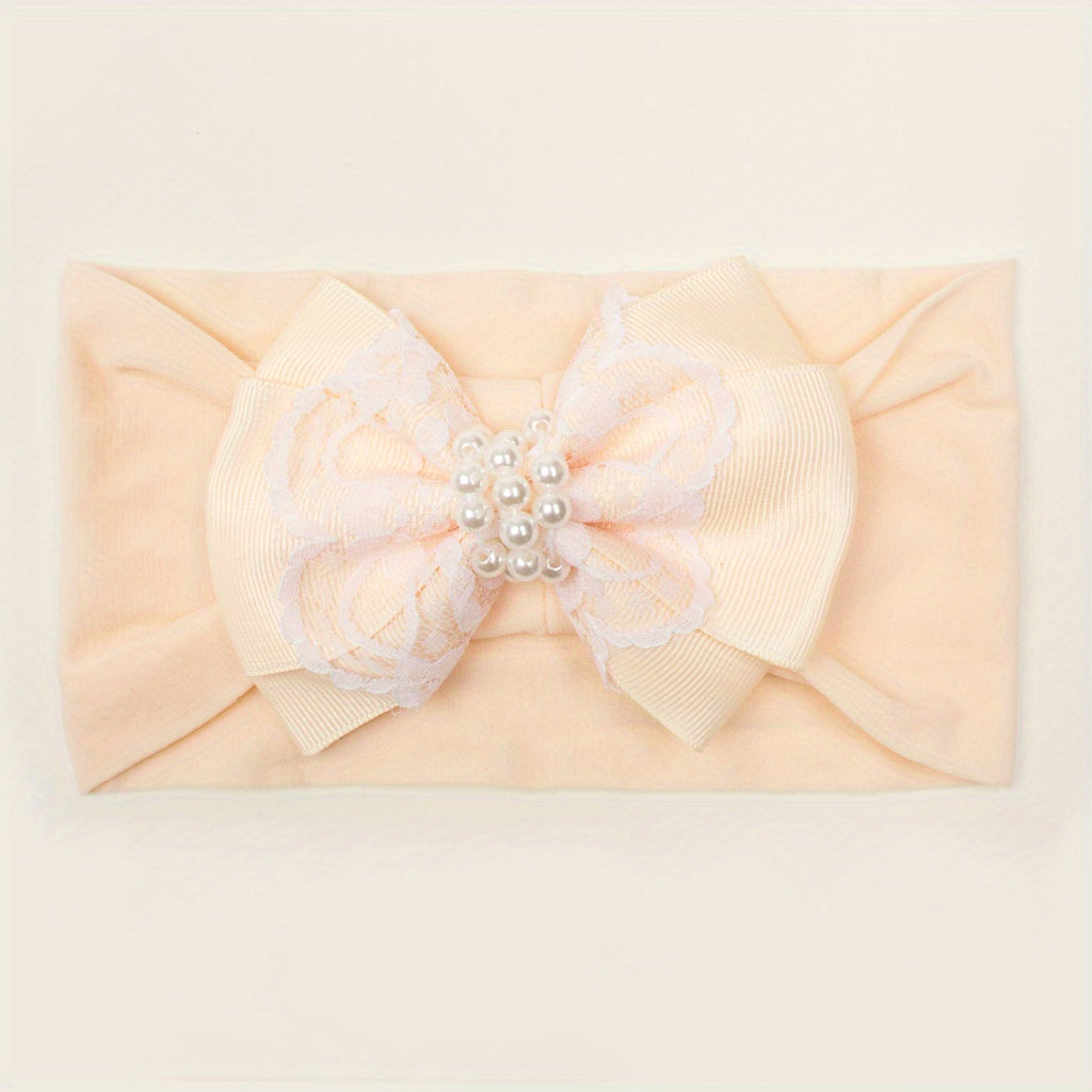 Fall Pearl Nylon Bow Baby Headband