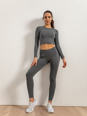 Women's Seamless Ribbed Yoga Top & Sports Pants Set