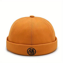 Character Embroidery Unisex Beanie Hip Hop Skull Hat Solid Docker Cap