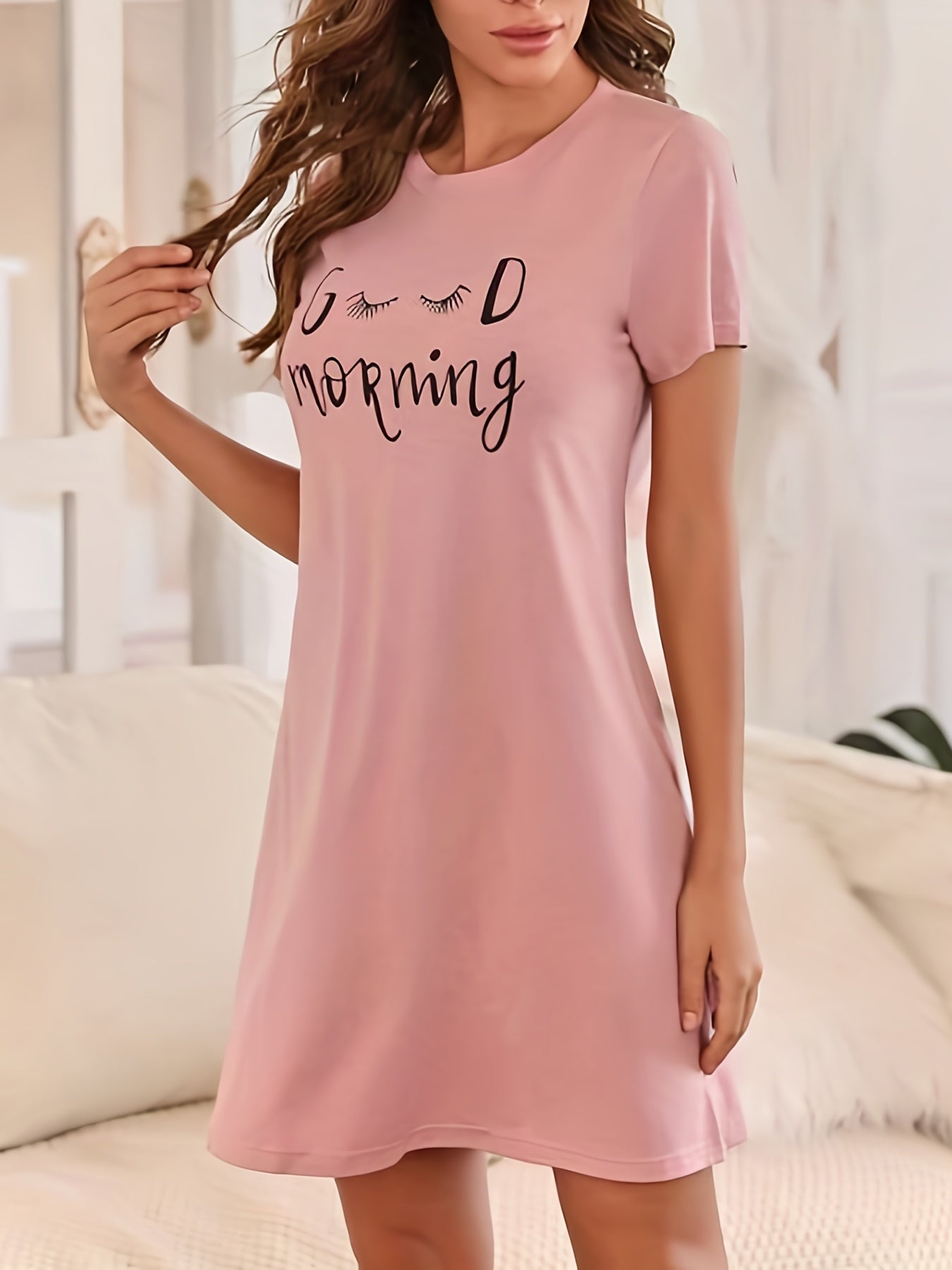 Soft & Comfy Short Sleeve Lounge Dress Women's Loungewear