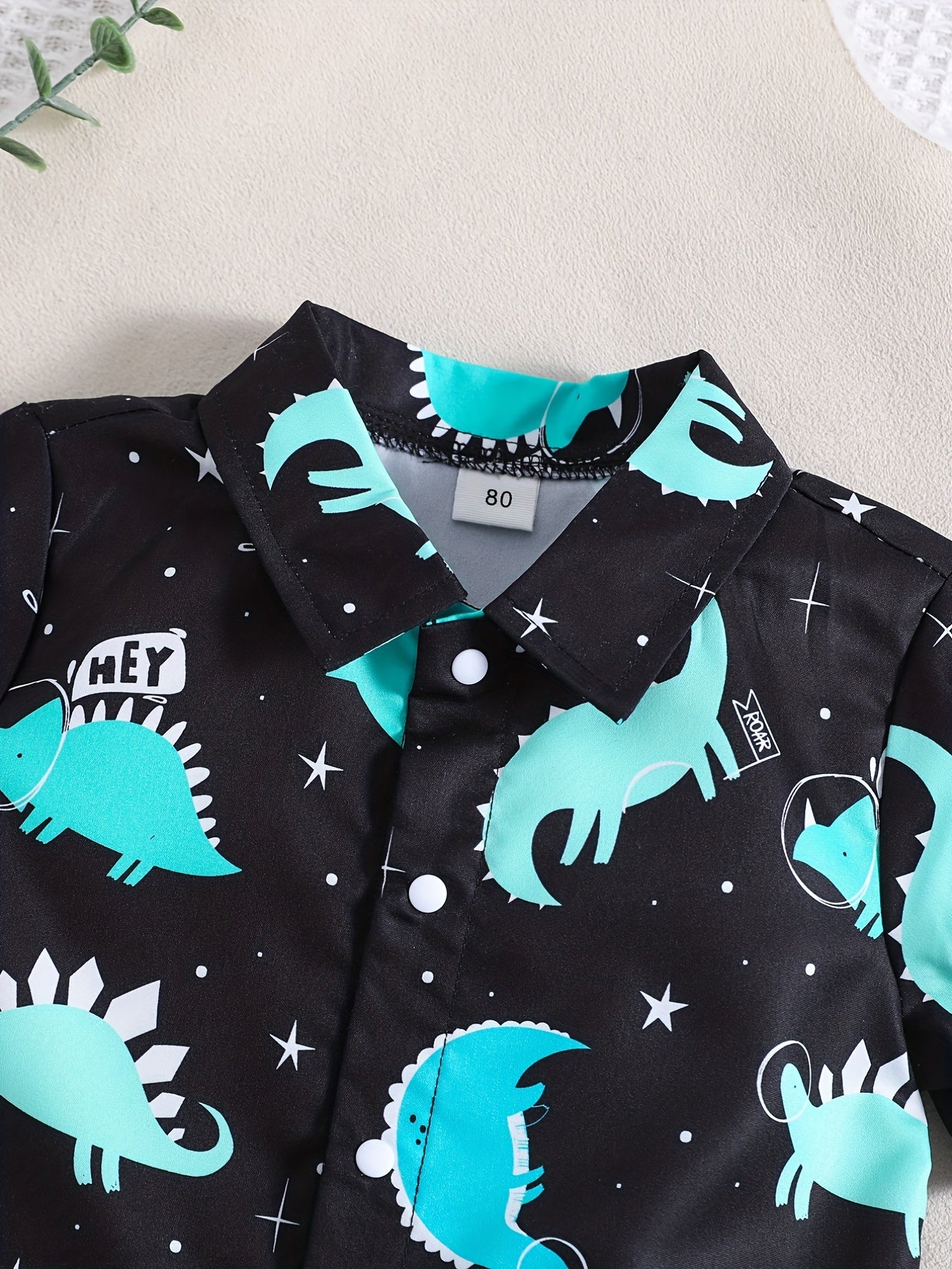 Cute Dino Print Shirt & Shorts Set for Summer Parties