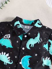 Cute Dino Print Shirt & Shorts Set for Summer Parties