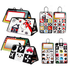 High Contrast Belly Time Mirror Toy & Sensory Crepe Cloth Book for Kids