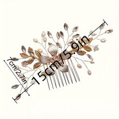Bride Wedding Hair Comb Faux Pearl Bridal Side Comb Rhinestone Flower
