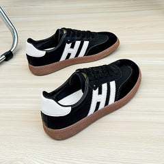 Women's Lace Up Flat Sneakers Lightweight Comfort Low Top Shoes