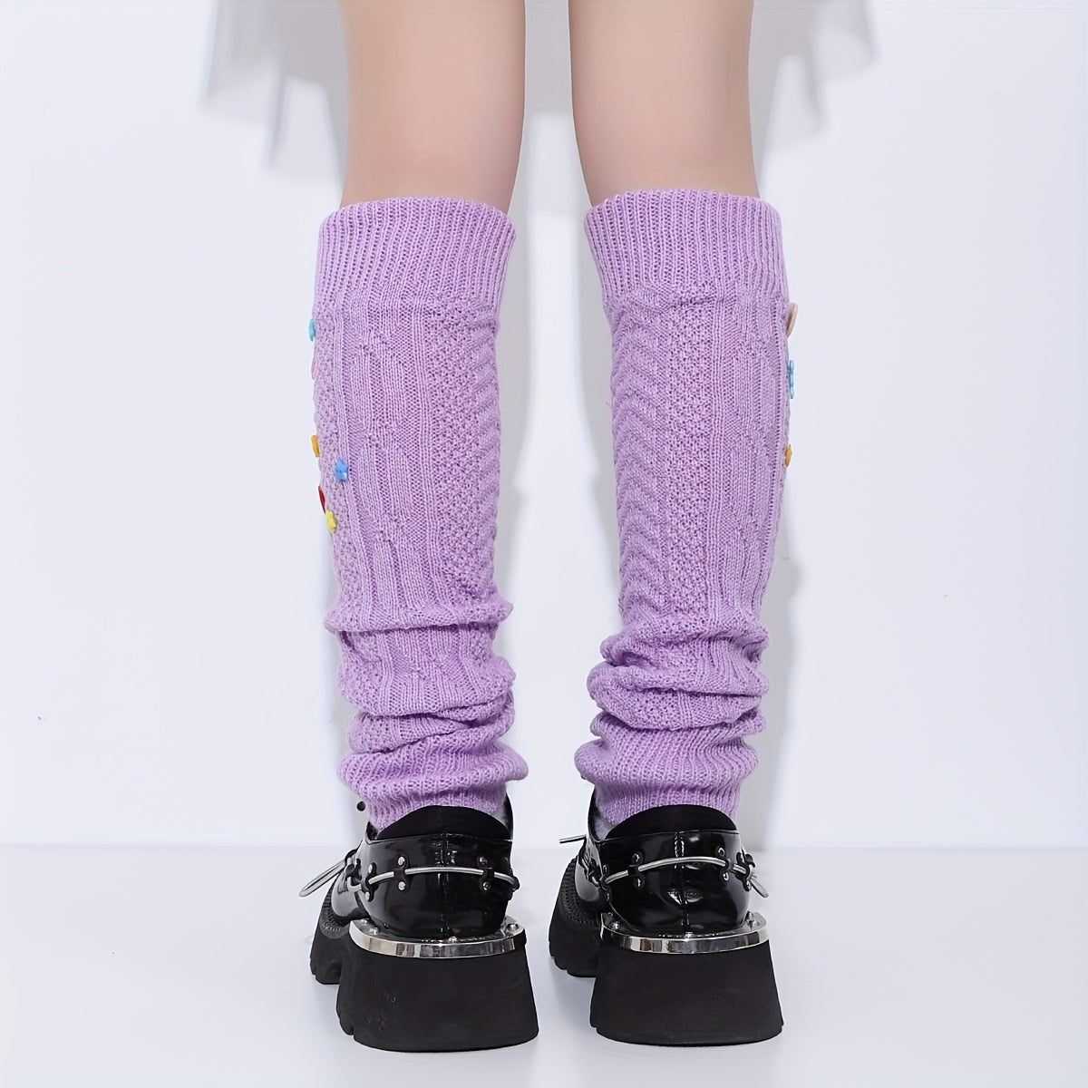 Buttons Decor Leg Warmers Knitted Socks Women's Stockings