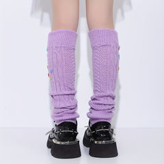 Buttons Decor Leg Warmers Knitted Socks Women's Stockings