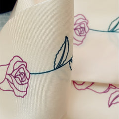 Rose Print Skinny Scarf Neckerchief Solid Neck Tie Long Hair Ribbon
