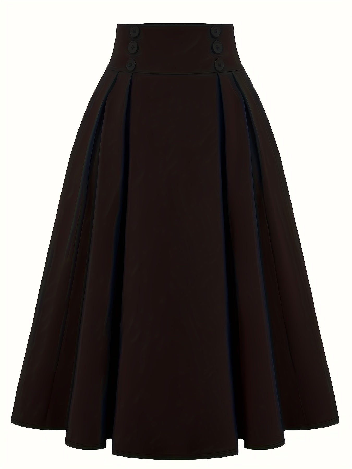 Vintage Button Front High Waist Pleated Skirt