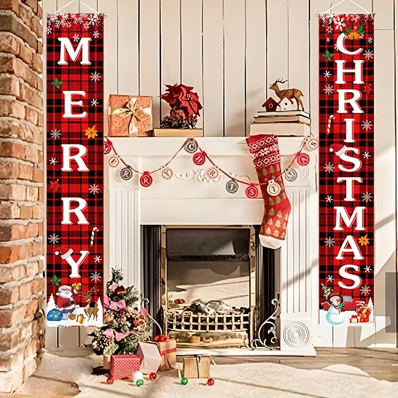 Christmas Couplets Candy Glitch Snowflake Party Decorative Hanging Flags