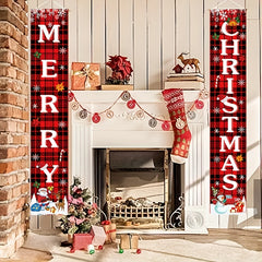 Christmas Couplets Candy Glitch Snowflake Party Decorative Hanging Flags