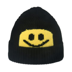 Wool Knitted Pullover Hat Smiling Face Men Women
