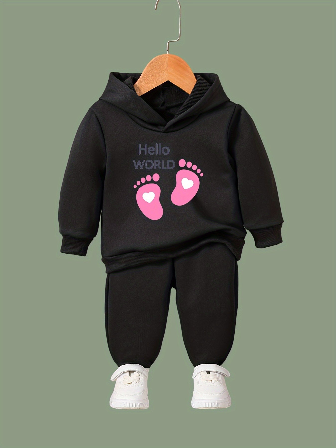 OERYUI Girls boys HELLO WORLD Print Hoodies Pants Set For Spring Fall