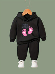 OERYUI Girls boys HELLO WORLD Print Hoodies Pants Set For Spring Fall