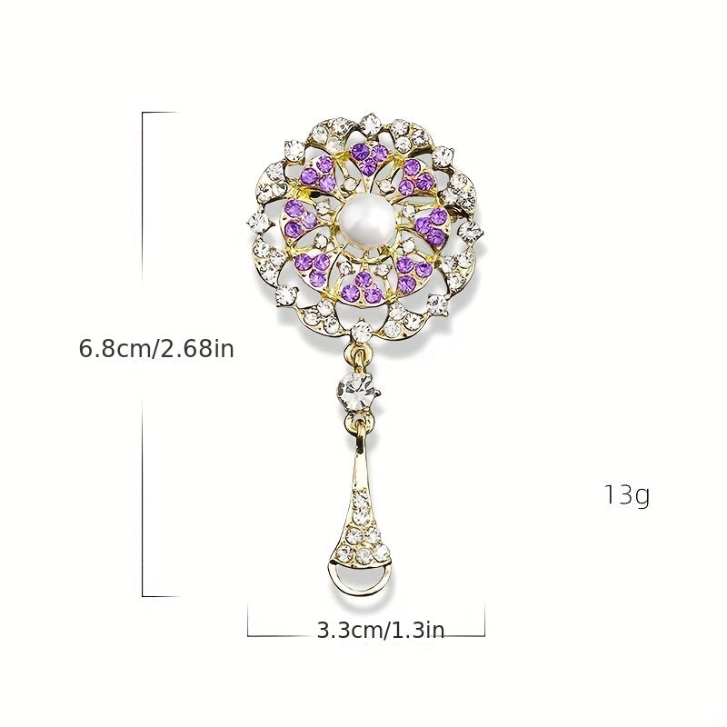 Vintage Style Pearl Brooch Flower Shape Pin For Ladies