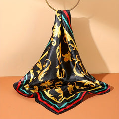 Vintage Flower Print Bandana Square Scarf Head Wrap for Women