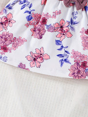 Baby Girls Flying Sleeve Dress with Bowknot