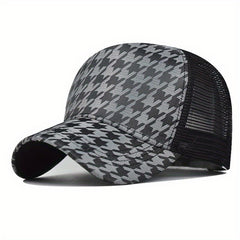 Houndstooth Baseball Cap Mesh Trucker Hat
