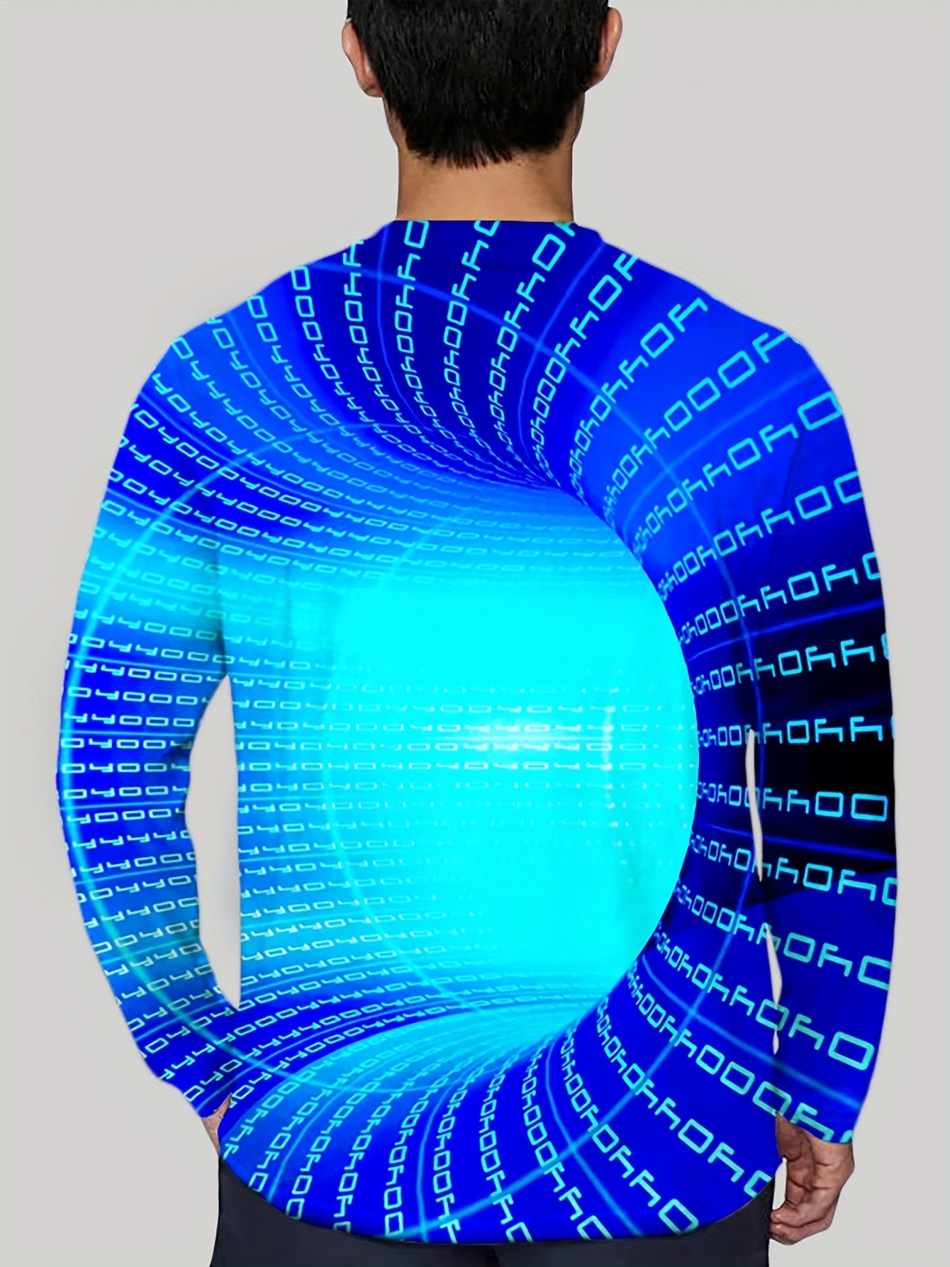3D Pattern Print Men's Graphic Crew Neck Long Sleeve T-shirt for Men