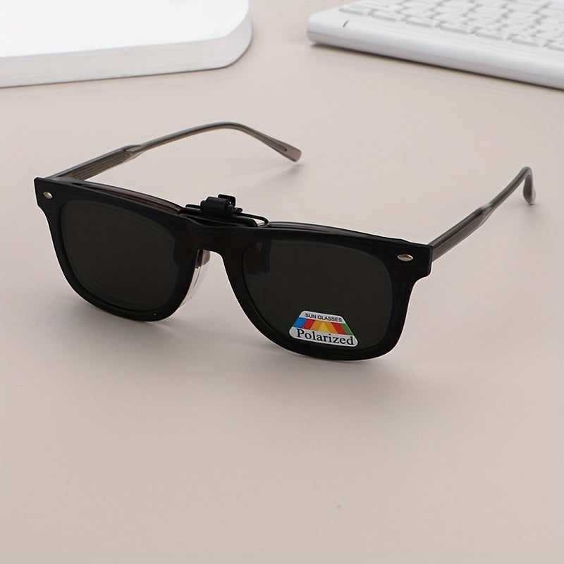 Polarized Clip On Sunglasses Drivers Matte Square Flip Up Anti Glare