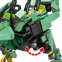 Green Chinese Dragon Building Blocks Set Educational ABS Construction Toy Animal