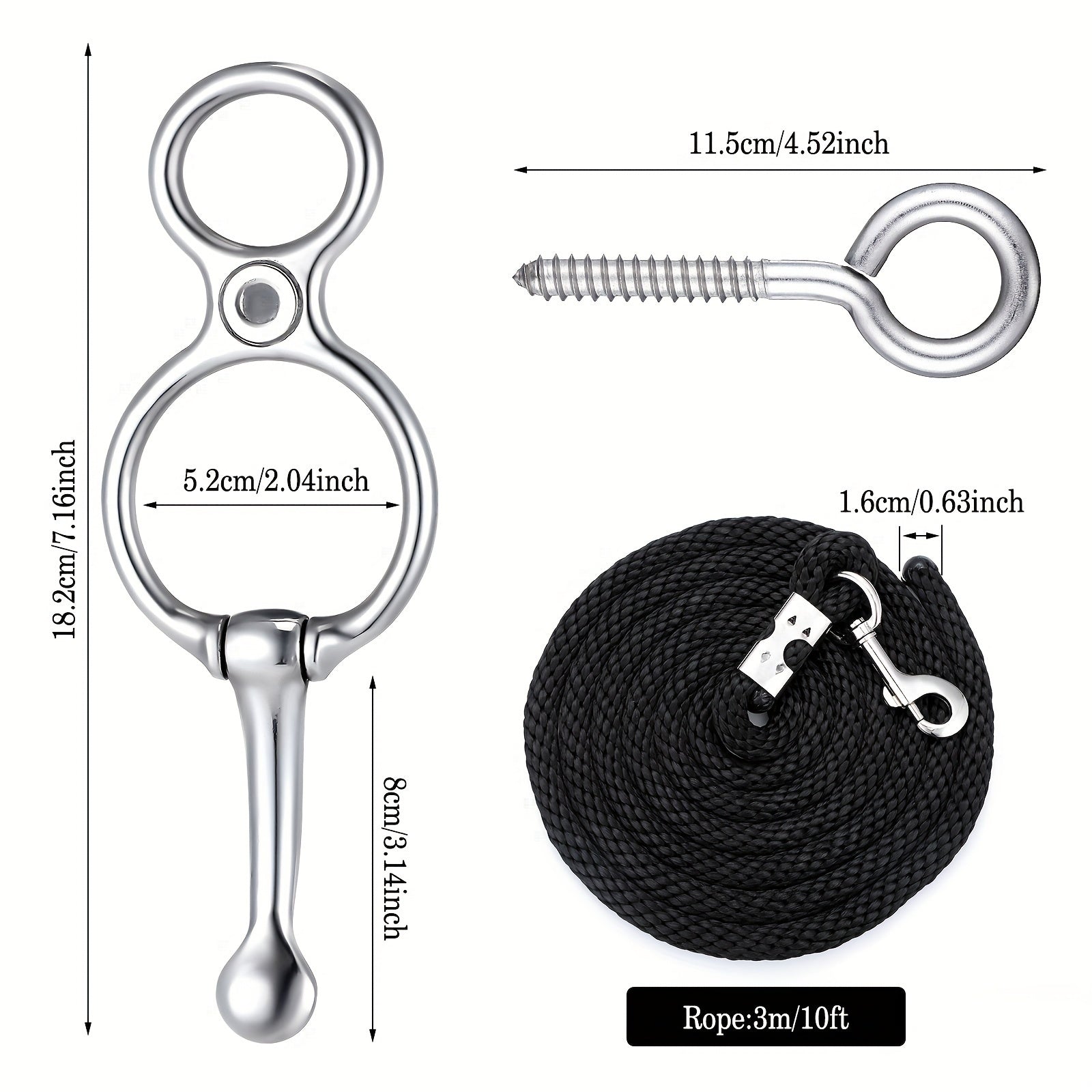 5m Horse Braided Nylon Rope Stainless Steel Equestrian Training Equipment