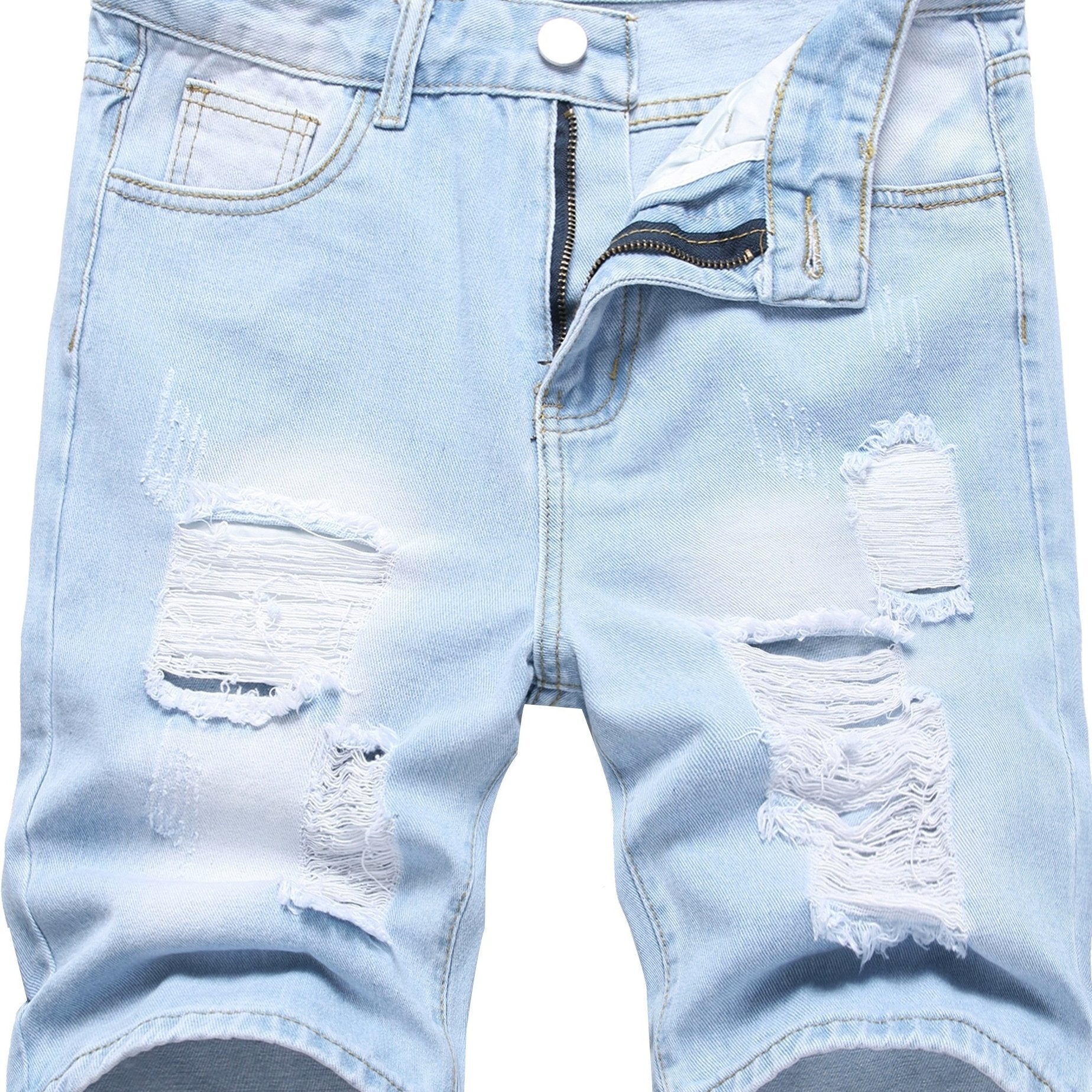 Men's Distressed Denim Shorts Street Style Summer Wear