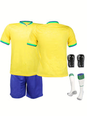 Boys Football Suit: Jersey, Shorts, Socks, Knee Pads