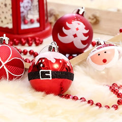 9pcs Santa Claus Christmas Ball Decoration Plastic Painted Ball Pendant