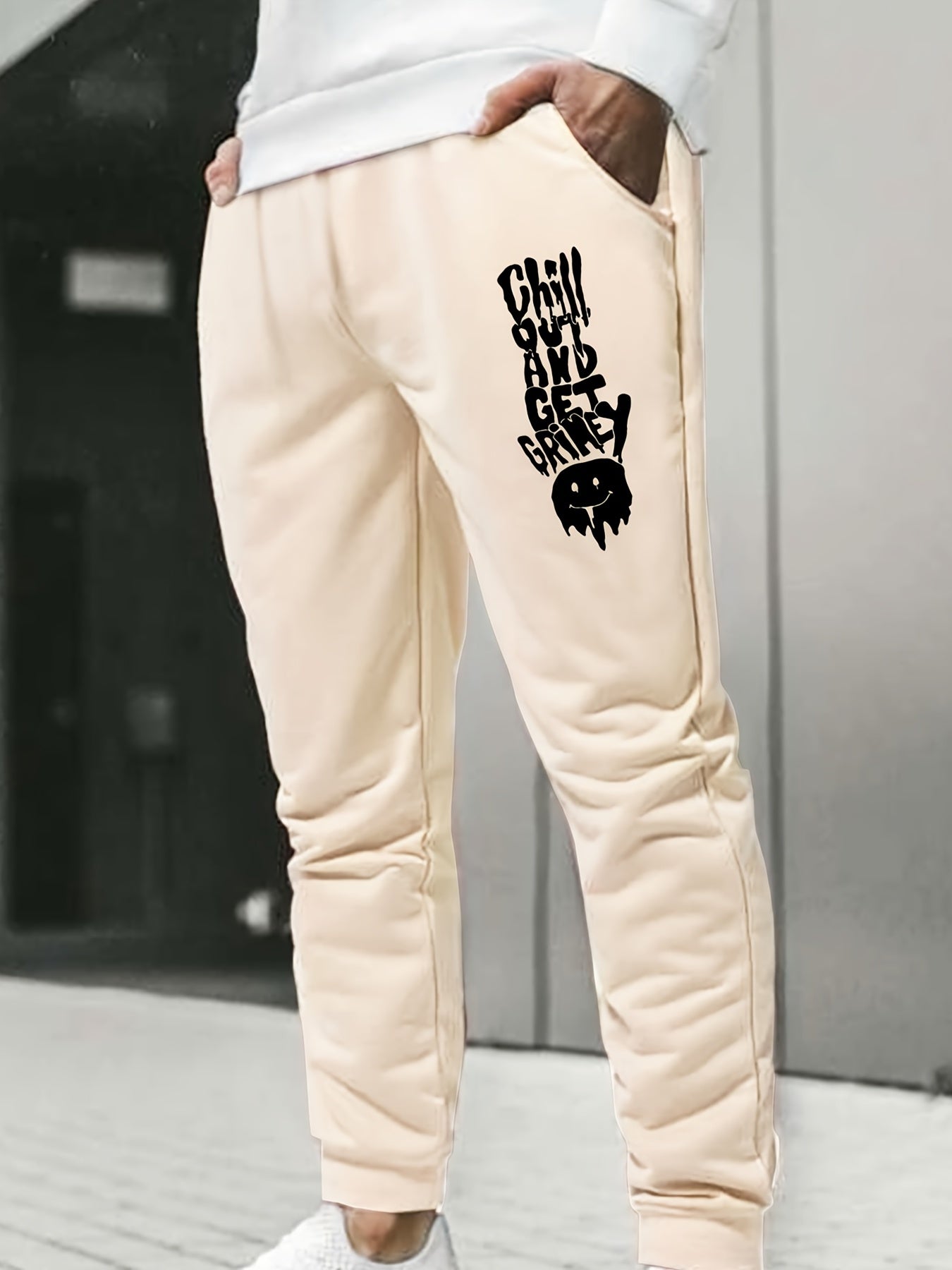 Men's Ghost Print Sweatpants Elastic Waist Active Joggers