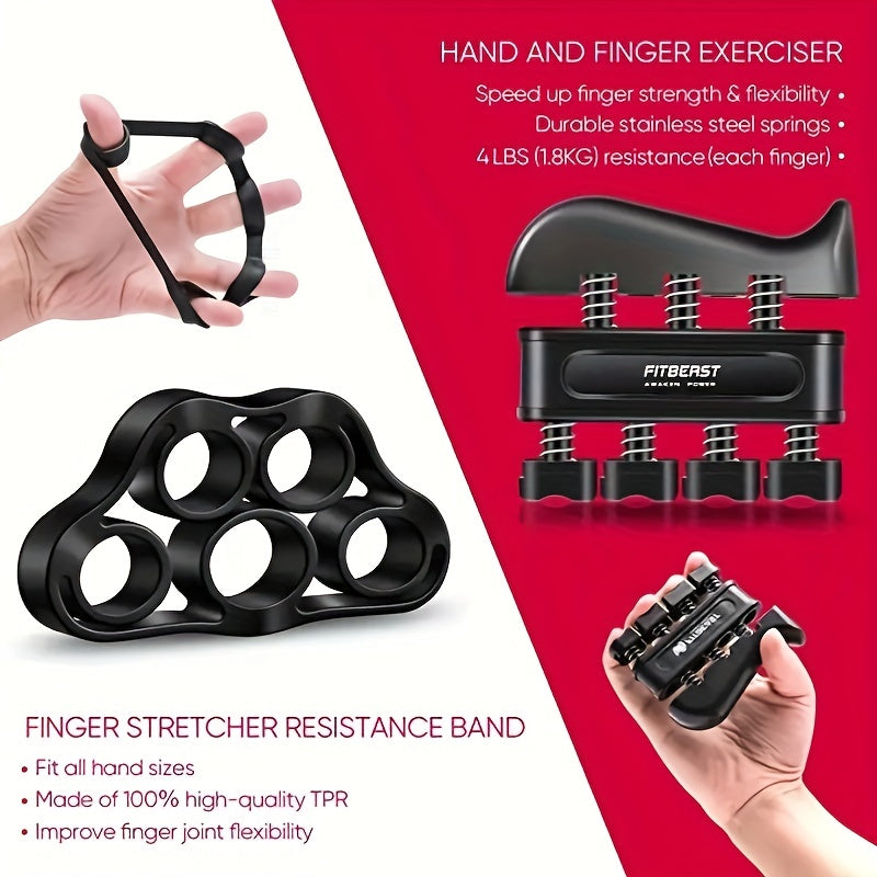 Adjustable Grip Strength Trainer Set Hand Gripper Finger Exerciser Stretcher