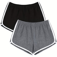 2-Pack Contrast Trim Sporty Shorts Women's Clothing