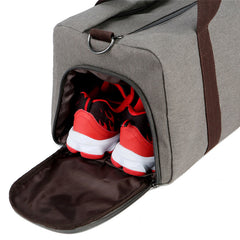 Solid Canvas Travel Bag Telescoping Handle Duffel Bag