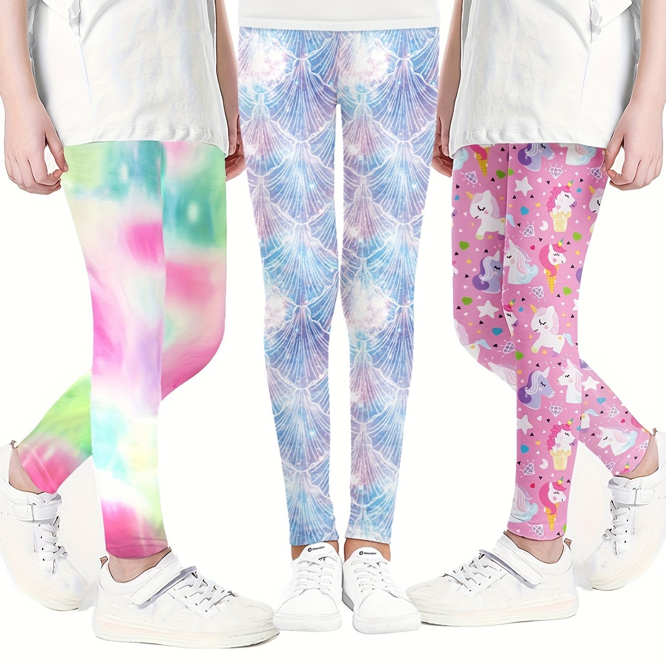3pcs Toddler Girls Unicorn Tie Dye Leggings Set