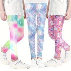 3pcs Toddler Girls Unicorn Tie Dye Leggings Set