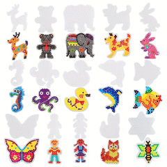 15pcs Animal Series Fuse Beads Boards with Colorful Cards, DIY Crafts