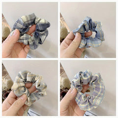 10pcs Plaid Hair Tie Elastic Ponytail Holder Hair Accessories For Women Girls