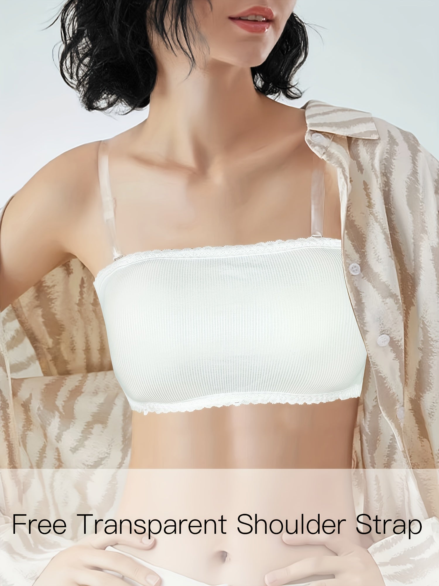 Women's Wireless Bra with Lace Trim