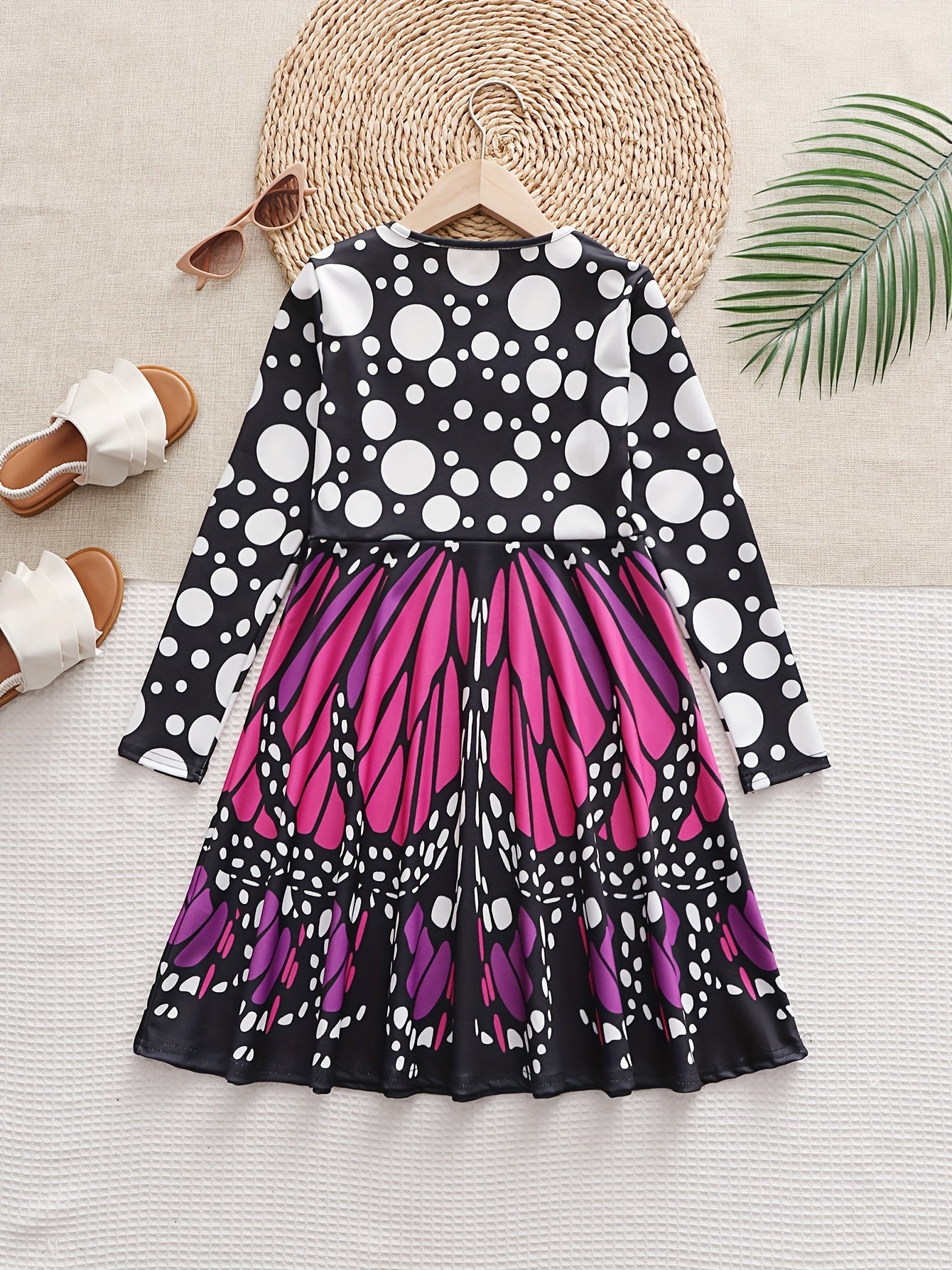 Girls Butterfly Style Long Sleeve Dress Spring Fall Sports Gift