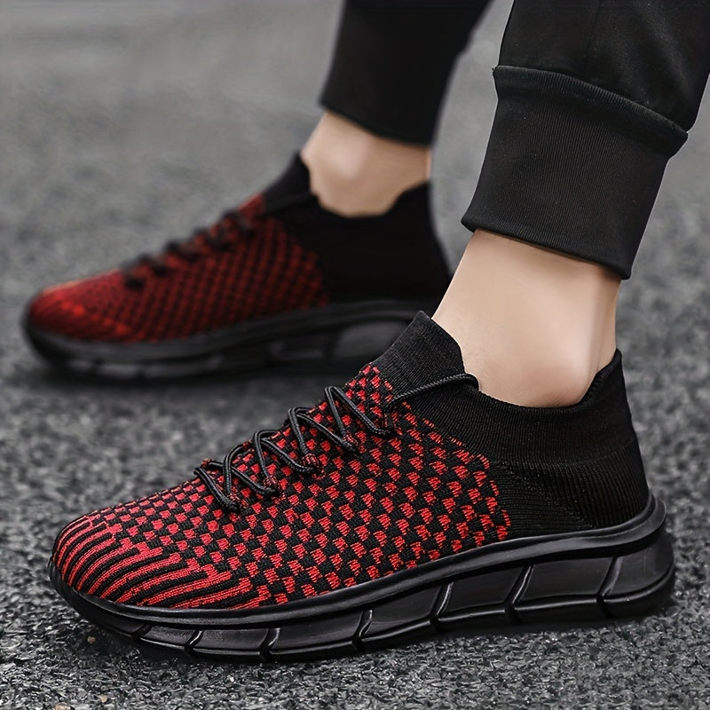 Men's Casual Weave Knit Lace Up Shoes Non Slip Sneaker