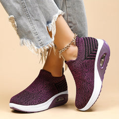 Women's Breathable Knit Slip-On Sneakers with Air Cushion
