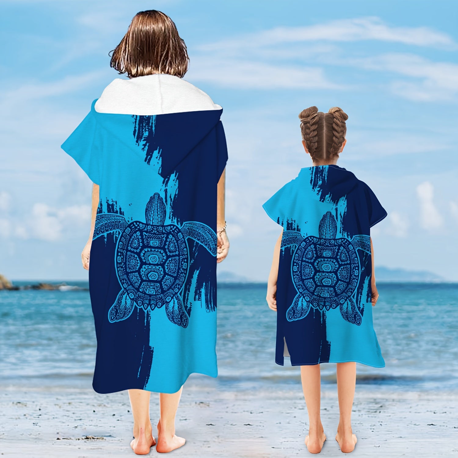 Microfiber Quick Drying Hooded Beach Bathrobe for Adults and Children