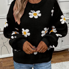 Floral Print Sweater Long Sleeve Pullover Women's Clothing